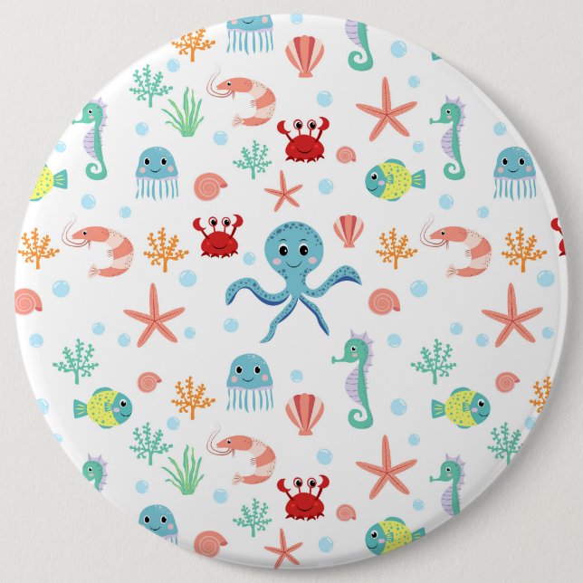 Sea World pattern 6 Inch Round Button (Front)