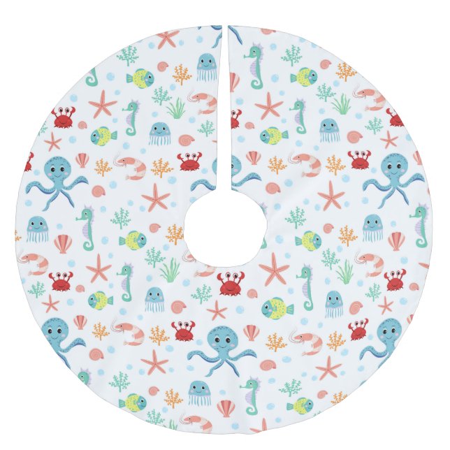 Sea World pattern Brushed Polyester Tree Skirt (Front)