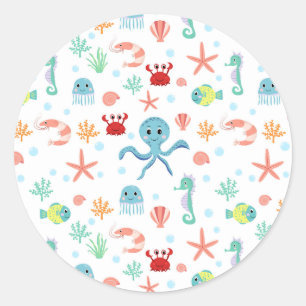 Sea World pattern Classic Round Sticker