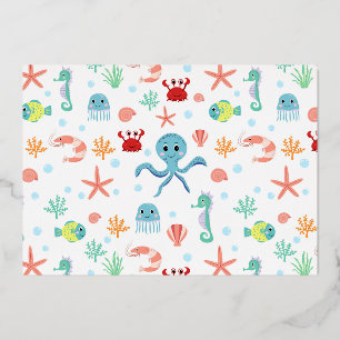 Sea World pattern Foil Holiday Card