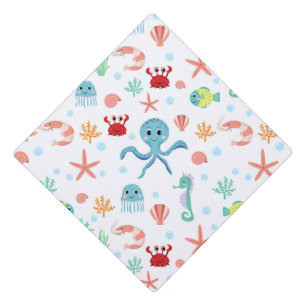 Sea World pattern Graduation Cap Topper