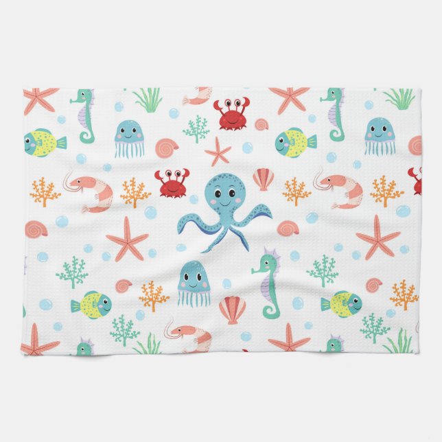 Sea World pattern Kitchen Towel (Horizontal)