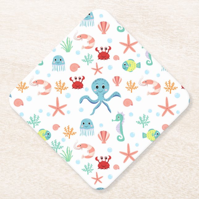 Sea World pattern Paper Coaster (Front)