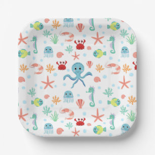 Sea World pattern Paper Plate