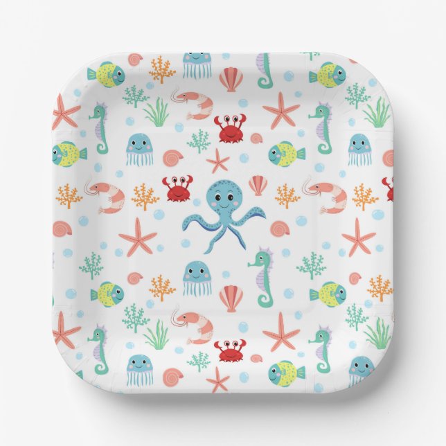 Sea World pattern Paper Plate (Front)
