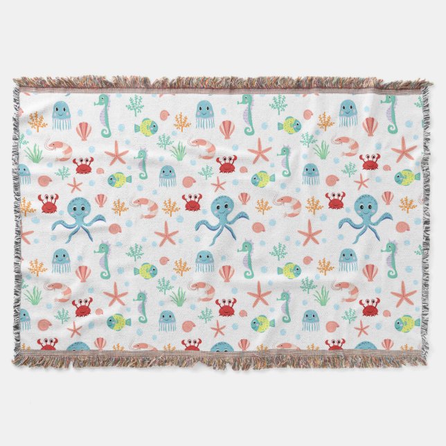Sea World pattern Throw Blanket (Front)