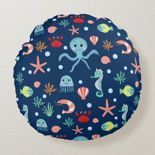 Sea World Round Pillow (Front)