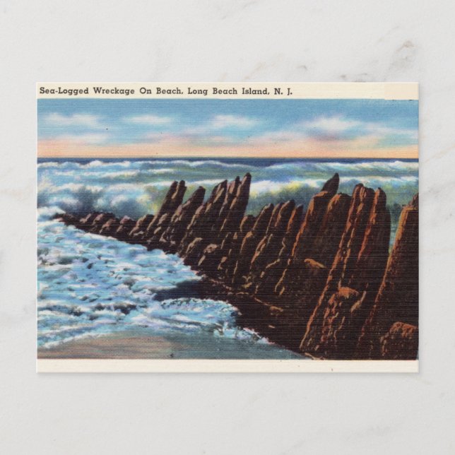 Sea Wreckage, Long Beach Island, New Jersey Postcard (Front)
