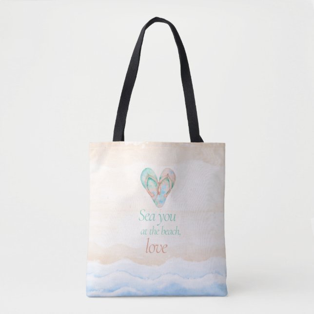 Sea You at the Beach Coastal Tote Bag (Front)