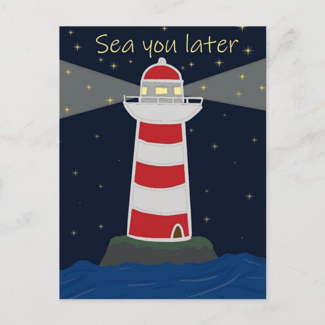Sea you later lighthouse postcard postcrossing (Front)