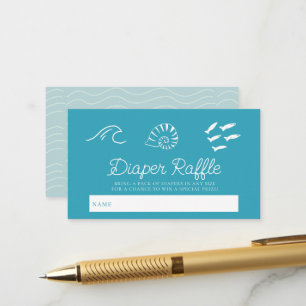 Sea You Soon Baby Blue Diaper Raffle Ticket Enclosure Card