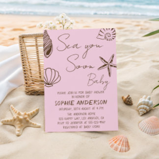 Sea You Soon Baby Boho Coastal Baby Shower  Invitation