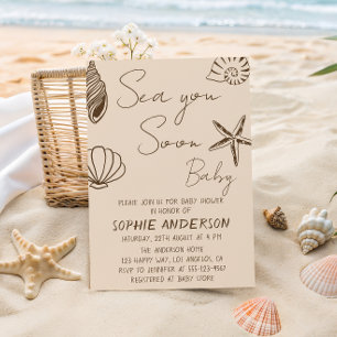 Sea You Soon Baby Boho Coastal Baby Shower Invitation