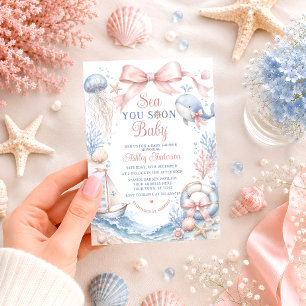 Sea You Soon Baby Girl Baby Shower Invitation