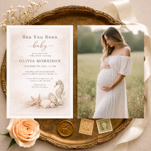 Sea You Soon Baby Ocean Photo Baby Shower Invitation