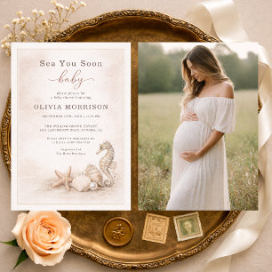 Sea You Soon Baby Ocean Photo Baby Shower Invitation