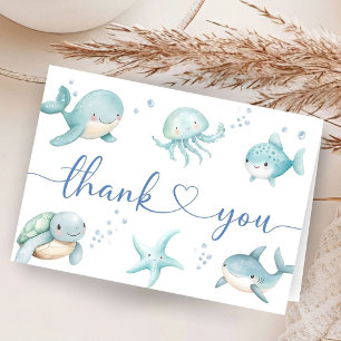 Sea You Soon Baby Shower Blu Ocean Thank You Card