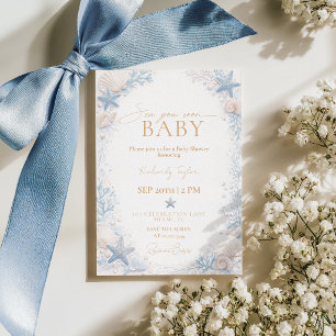 Sea You Soon Baby Shower Boy Blue Ocean Invitation