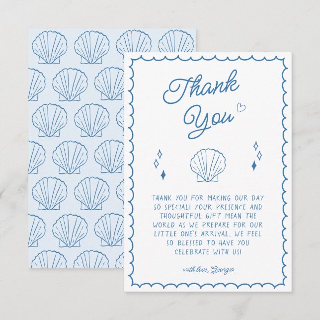 Sea You Soon Baby Shower Coastal Thank You Card (Front/Back)