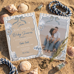 Sea You Soon Baby Shower Custom Photo Invitation