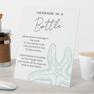 Sea You Soon Baby Shower Message in a Bottle Pedestal Sign