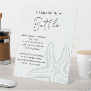 Sea You Soon Baby Shower Message in a Bottle Pedestal Sign