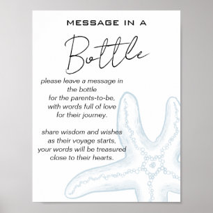 Sea You Soon Baby Shower Message in a Bottle Poster