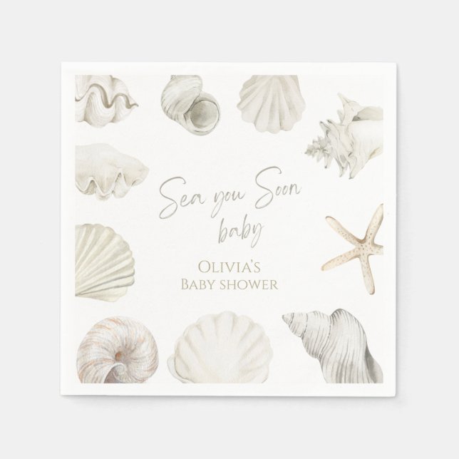 Sea you soon baby shower napkin (Front)