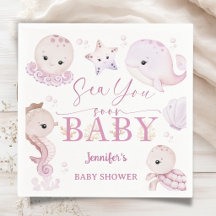 Sea You Soon Baby Shower Pink Ocean Paper
