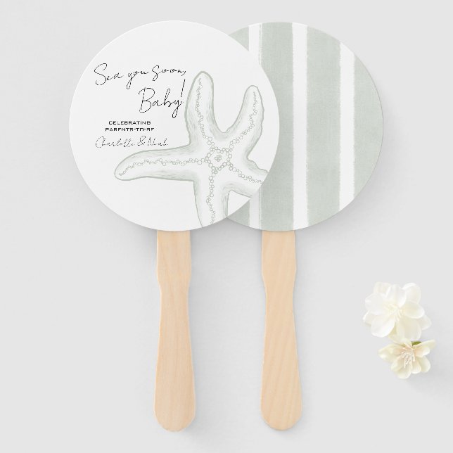 Sea You Soon Baby Shower Set of Fans (Front and Back)