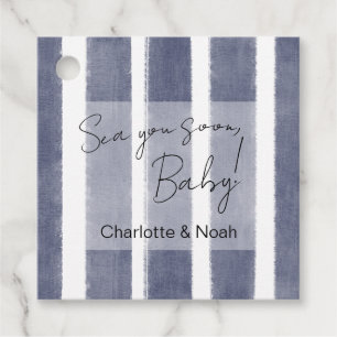 Sea You Soon Baby Shower Striped Favour Tags