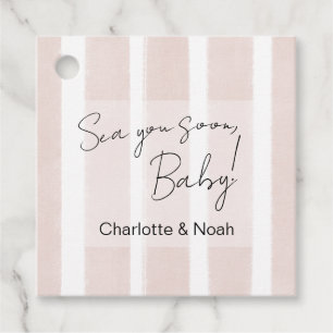Sea You Soon Baby Shower Striped Favour Tags
