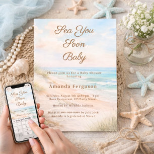 Sea You Soon Beach Baby Shower Invitation
