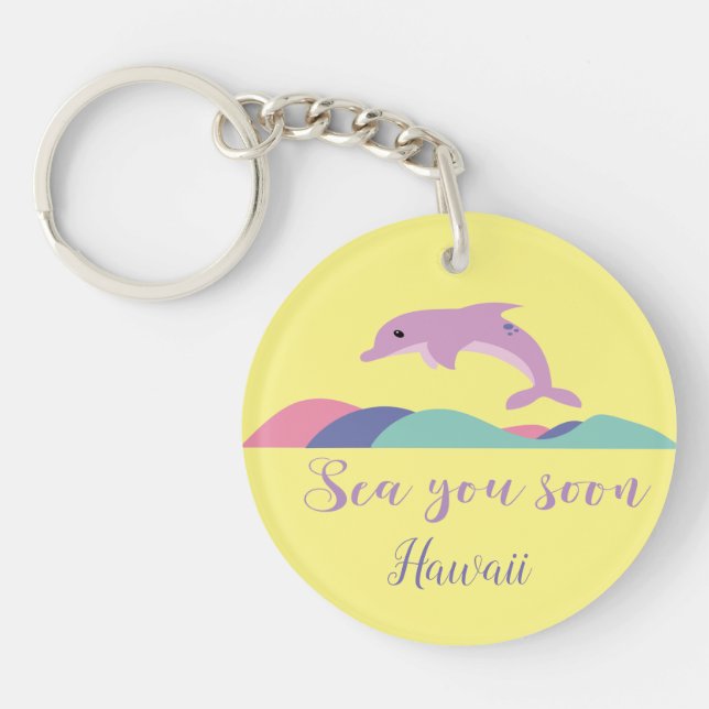 Sea You Soon Beach Vacation Summer Motivation Keychain (Front)