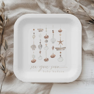 Sea You Soon Boho Beach Baby Shower Paper Plate