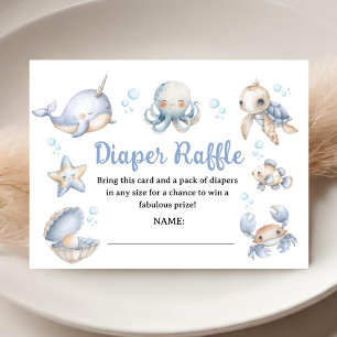 Sea You Soon Boy Baby Shower Blue Diaper Raffle Enclosure Card