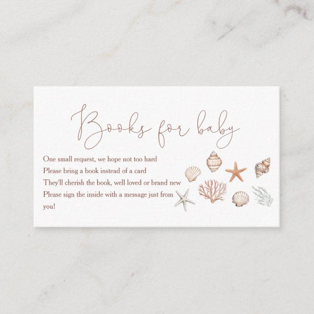 Sea You Soon Coastal Baby Shower Books For Baby Enclosure Card (Front)