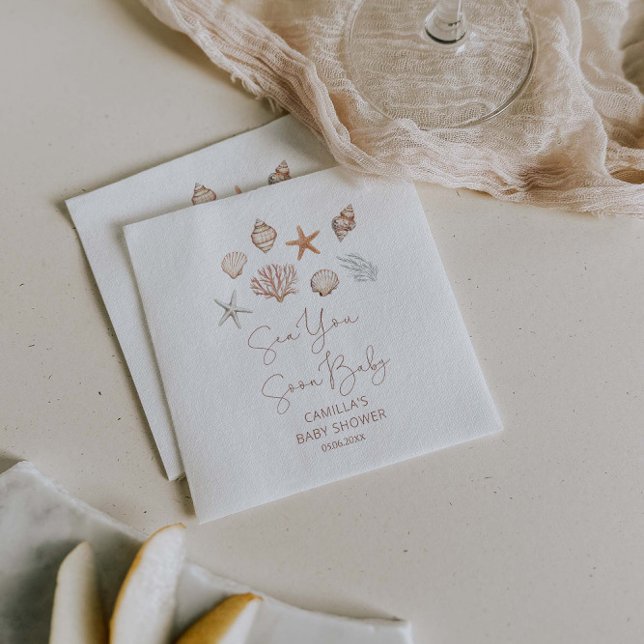 Sea You Soon Coastal Baby Shower  Napkin (Creator Uploaded)