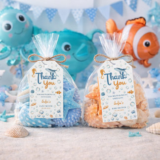 Sea You Soon Coastal Baby Shower Thank You Gift Tags