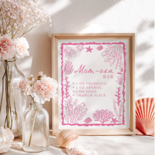 Sea You Soon Girl Baby Shower Mom-osa Bar Poster