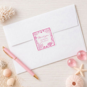 Sea You Soon Girl Baby Shower  Square Sticker