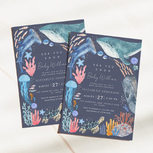 Sea You Soon Ocean Animals Boy Baby Shower Invitation