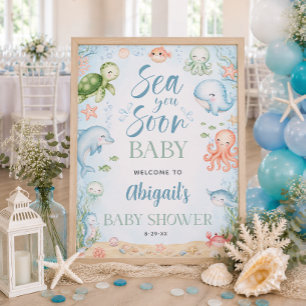 Sea You Soon Ocean Baby Shower 18x24 Welcome Sign 