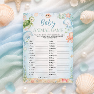 Sea You Soon Ocean Baby Shower Baby Animal Game Invitation