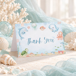 Sea You Soon Ocean Baby Shower Folded Thank You Card