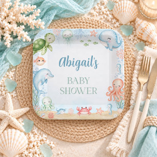 Sea You Soon Ocean Baby Shower Paper Plate
