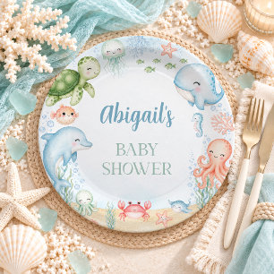 Sea You Soon Ocean Baby Shower Paper Plate
