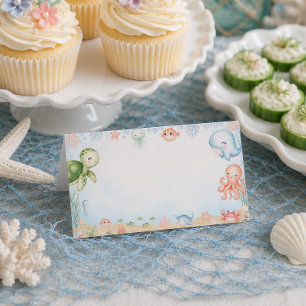 Sea You Soon Ocean Baby Shower Table Tent Cards