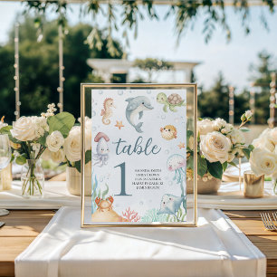 Sea You Soon Ocean Table Numbers Pedestal Sign