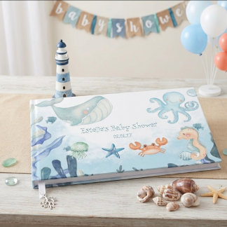 ​Sea You Soon Octopus Seahorse Starfish Baby Showe Guest Book